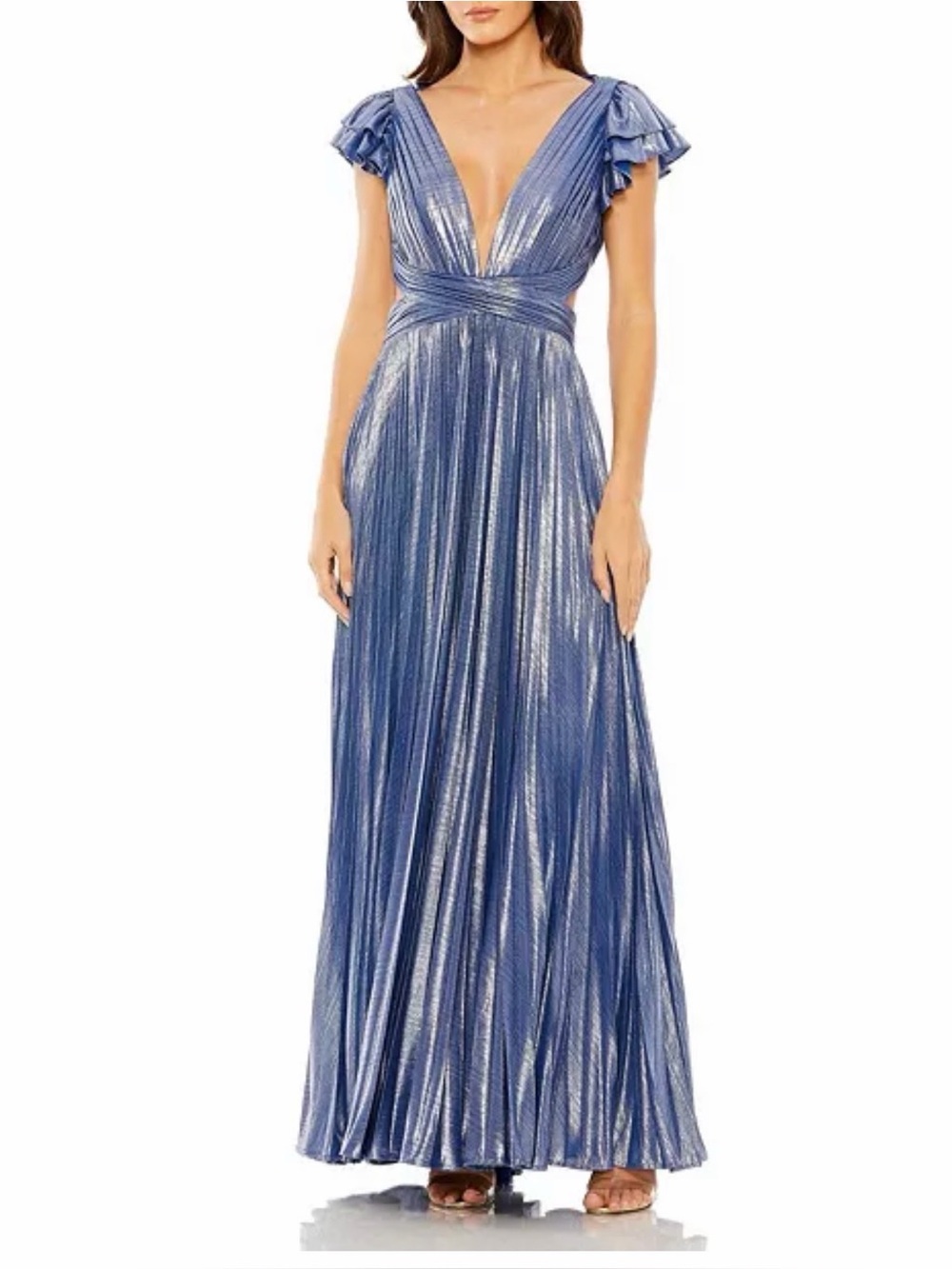 Mac Duggal Blue Metallic Formal Gown - Size 8